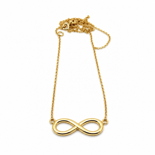 Kaedesigns 9ct 9k 375 Solid Yellow Gold Infinity Long 56cm Belcher Necklace