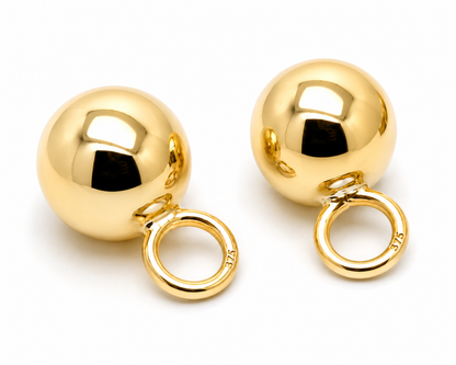 Kaedesigns Genuine 9ct 9k 375 Yellow, Rose or White Gold 10mm Ball Plain Balls For Charm Earrings
