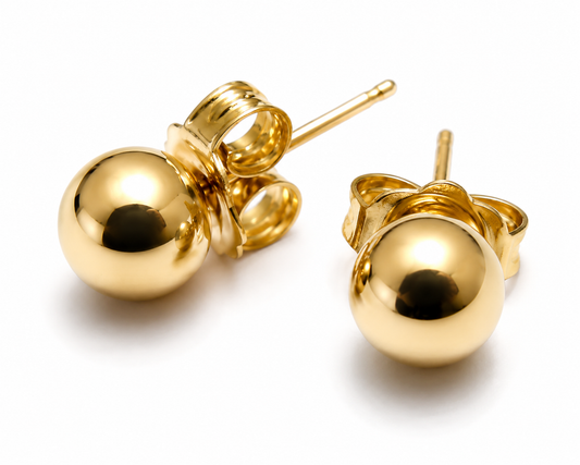 Kaedesigns Genuine 14ct Yellow Gold 7mm Stud Ball Earrings