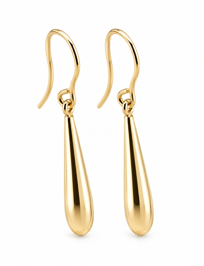 Genuine New 9ct 9K 375 Yellow Gold Teardrop Tear Drop Hook Earrings