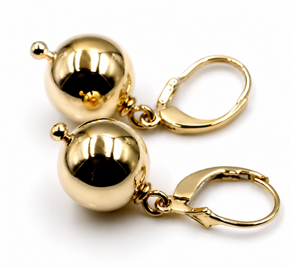 Kaedesigns 9ct 9k 375 Yellow, Rose or White Gold Continental Hooks 12mm Ball Plain Earrings