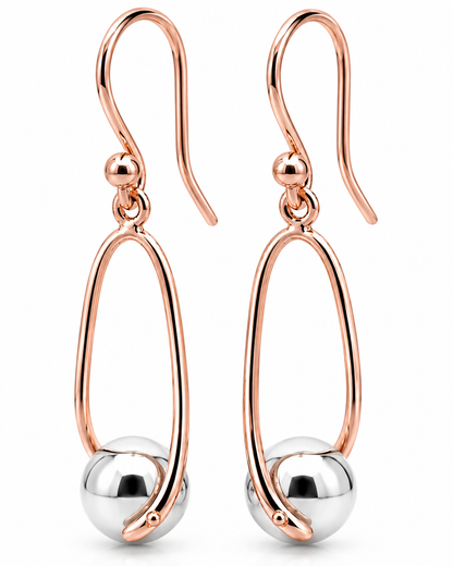 Kaedesigns Genuine 9ct 9k White & Rose Gold 8mm Ball Drop Earrings