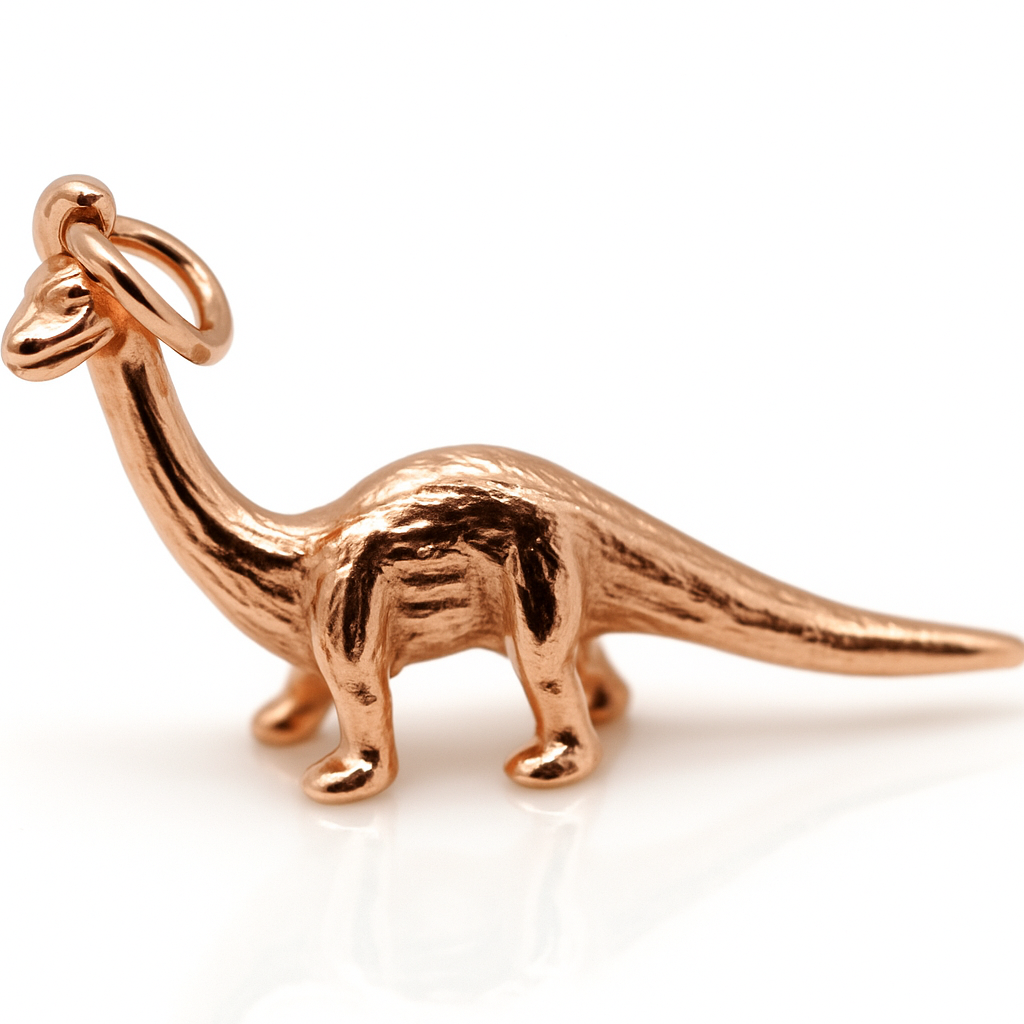 Genuine 9ct Yellow, Rose or White Gold Diplodocus Dinosaur Charm / Pendant