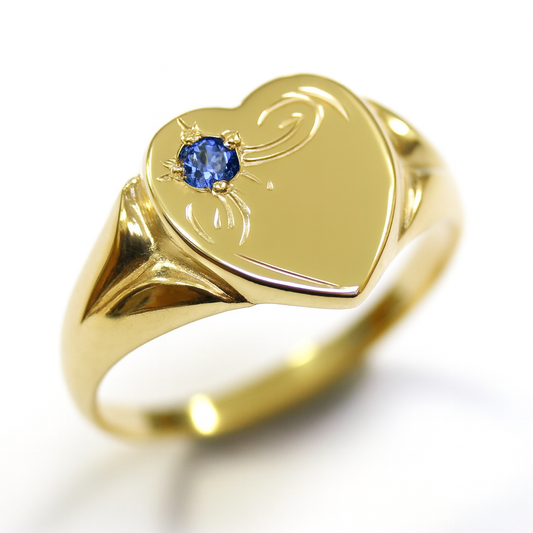 Genuine 9ct 9K Yellow Gold Blue Tanzanite (Birthstone- December) Signet Ring 265