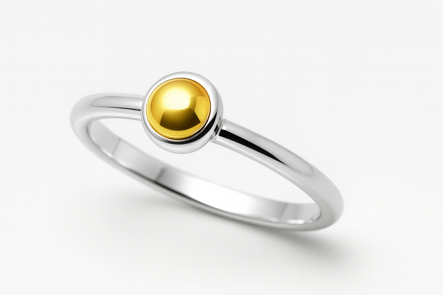 Size K Genuine Sterling Silver 925 + 9ct Yellow Gold 375 4mm Half Ball Ring