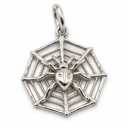 Kaedesigns Genuine Solid Sterling Silver 925 Spider Web Pendant Charm
