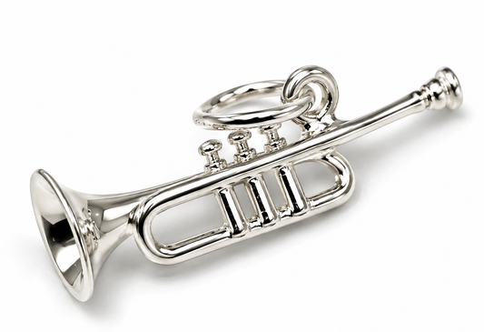 Genuine Sterling Silver 925 Trumpet Pendant Or Charm