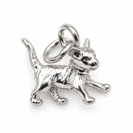 Genuine Sterling Silver 925 Solid Cat Pendant or Charm