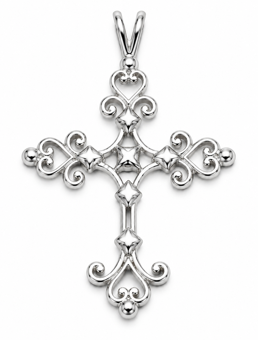 Sterling Silver 925 Fancy Celtic Cross Pendant Charm