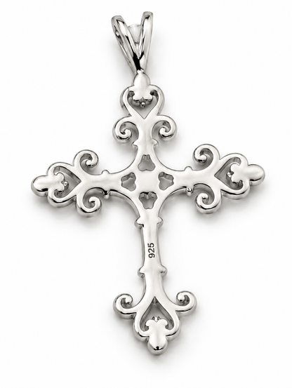 Sterling Silver 925 Fancy Celtic Cross Pendant Charm