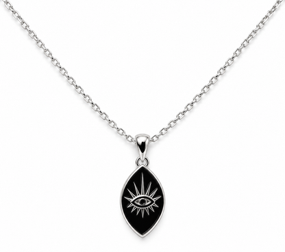 Genuine Sterling Silver 925 Greek Eye Charm Pendant & Diamond Cut Cable Chain Necklace - Choose your Necklace Length (Copy)