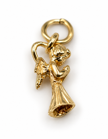 Genuine Tiny 9ct Yellow Gold Praying Angel Charm Pendant