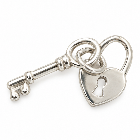 Genuine Small Sterling Silver 925 or 9ct Yellow Gold 14mm x 8mm Heart Padlock & Key
