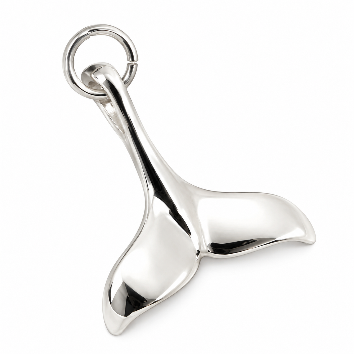 Genuine Sterling Silver 925 Large Whale Tail Solid Pendant Charm
