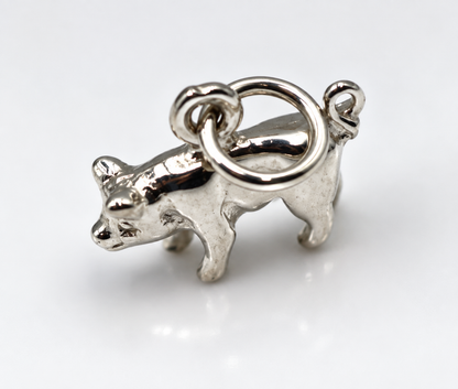 Genuine Sterling Silver 925 Pig 3D Pendant Or Charm