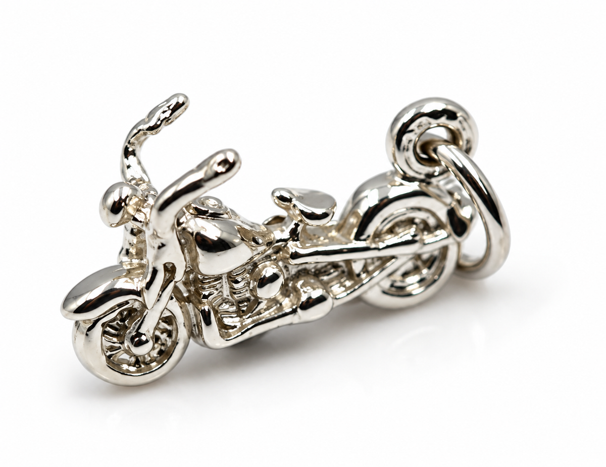 Sterling Silver 925 Motorcycle Motorbike Bike Charm Pendant