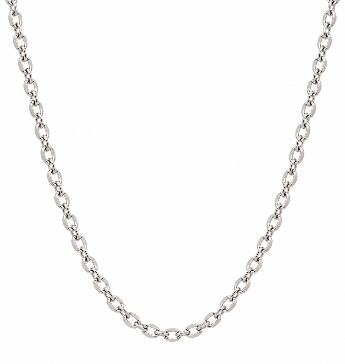 Genuine Sterling Silver 925 Diamond-Cut Cable Chain Necklace, 2.2mm wide - 45–80cm
