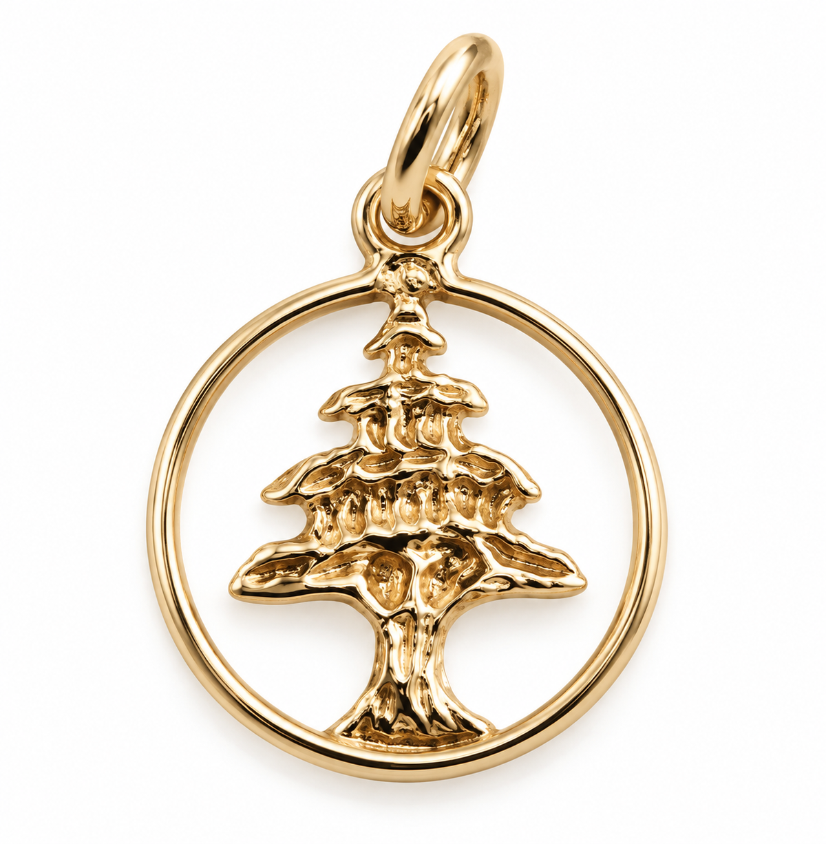 Genuine 9ct Yellow, Rose or White Gold 375 Small Cedar Tree of Lebanon Pendant Charm