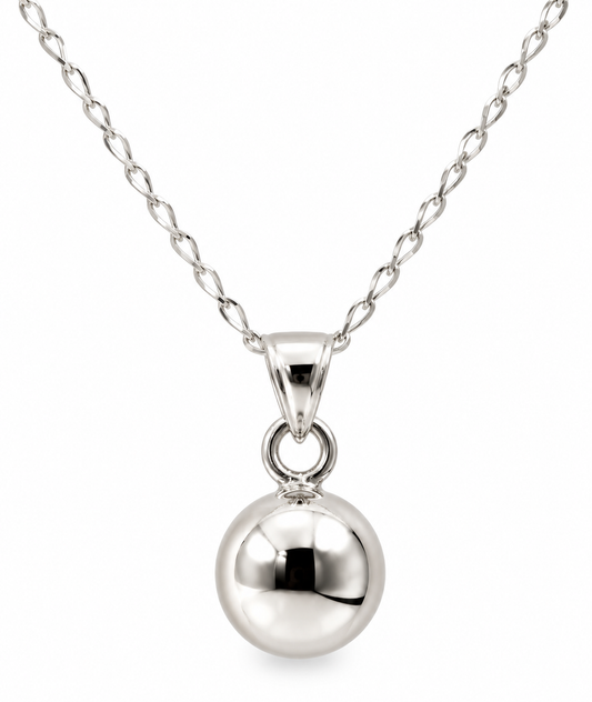 Sterling Silver 925 Ball Pendant with 60cm Curb Chain