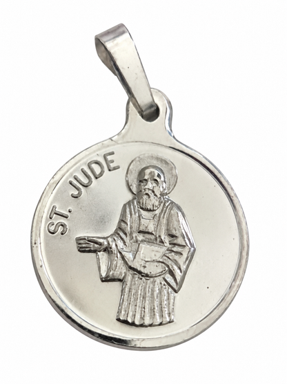 Genuine Fine Silver 999 Double-Sided St Jude & St Raphael Pendant Charm