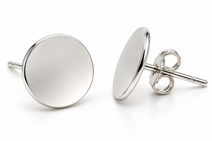 Kaedesigns Sterling Silver 925 10mm Round Disc Stud Earrings