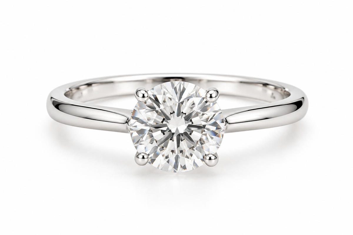 Genuine 18ct White Gold 1.2ct Certified Lab Grown Round Diamond Solitaire Engagement Ring