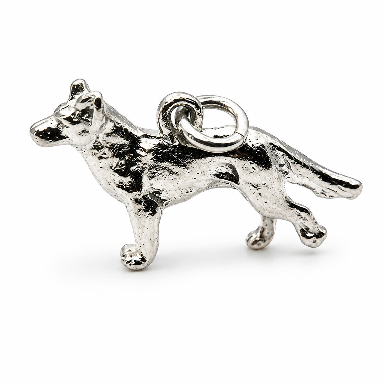 Sterling Silver 925 Large 3D Alsatian Dog German Shepherd Pendant
