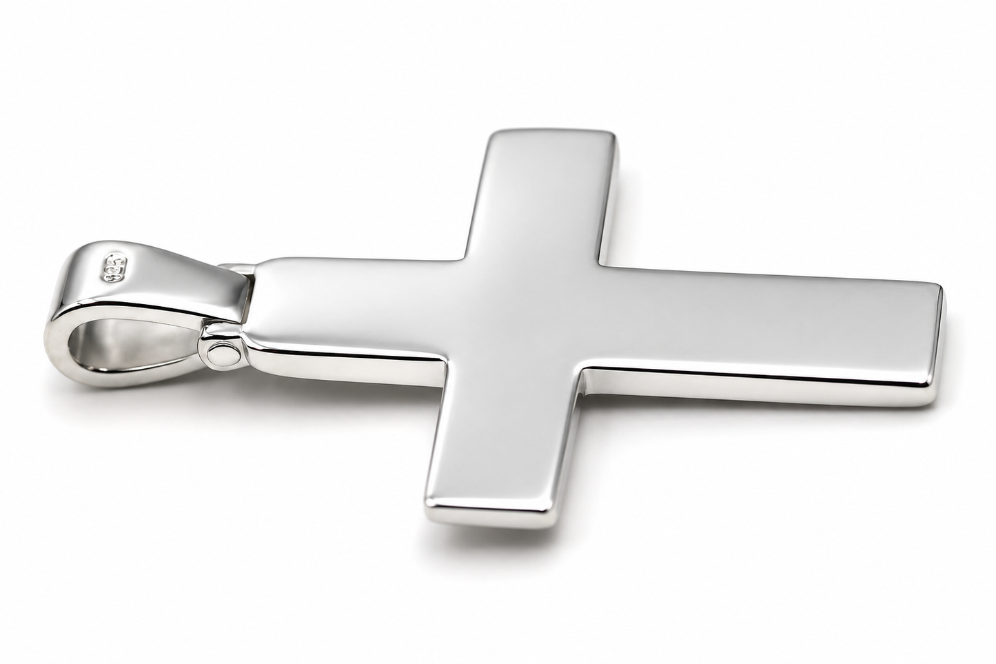 Genuine Solid Sterling Silver 925 Heavy Huge Large Ridged Plain Cross Pendant -  50mm Including Bale x Width 30mm