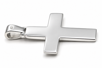 Genuine Solid Sterling Silver 925 Heavy Huge Large Ridged Plain Cross Pendant -  50mm Including Bale x Width 30mm