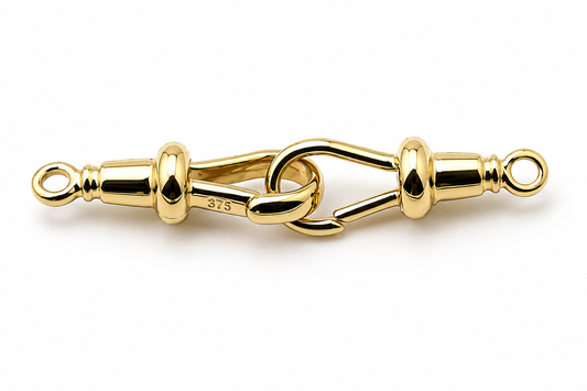 Genuine 2 X 9ct Solid Yellow, Rose or White Gold 375 Albert Swivel Clasp 19mm