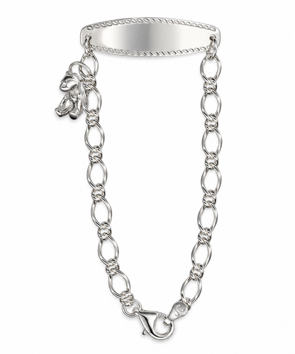 Genuine 925 Sterling Silver Teddy ID Baby Bracelet - Free engraving