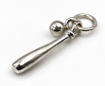 925 Sterling Silver Baseball Bat and Ball Pendant or Charm