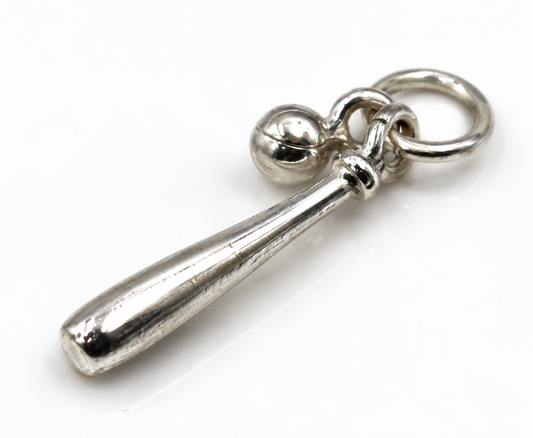 925 Sterling Silver Baseball Bat and Ball Pendant or Charm