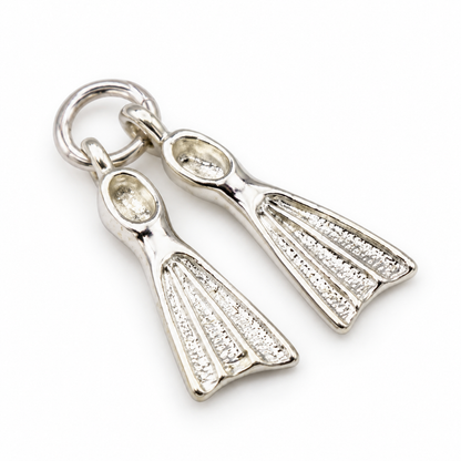 Sterling Silver 925 Pair Flippers Fin Flip Charm or Pendant Dive Diving