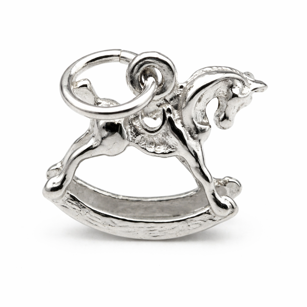 Genuine 925 Sterling Silver Rocking Horse Pendant Charm