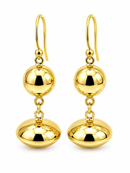 Genuine 9ct 9kt 375 Yellow, Rose or White Gold Heavy Fancy Ball Drop Earrings
