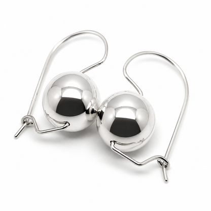 Genuine Sterling Silver 925  Ball Hook Earrings 8mm, 10mm, 12mm, 14mm, 16mm