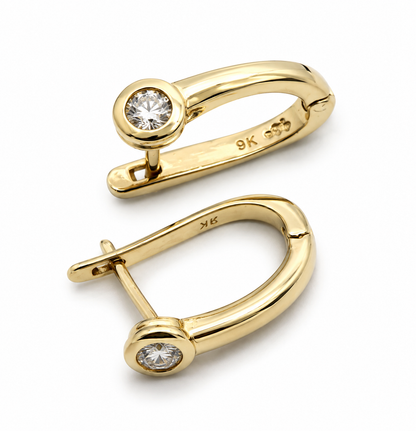 Genuine 9ct Solid Yellow, Rose or White Gold Cubic Zirconia Huggies Earrings