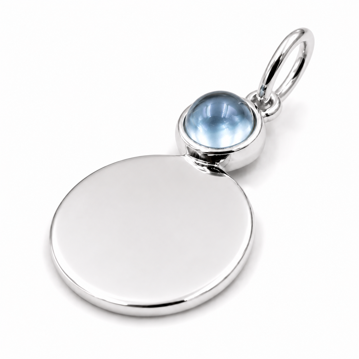 Genuine 9k 9ct 375 Yellow, Rose or White Gold 15mm Cabochon Topaz Disc Round Circle Pendant