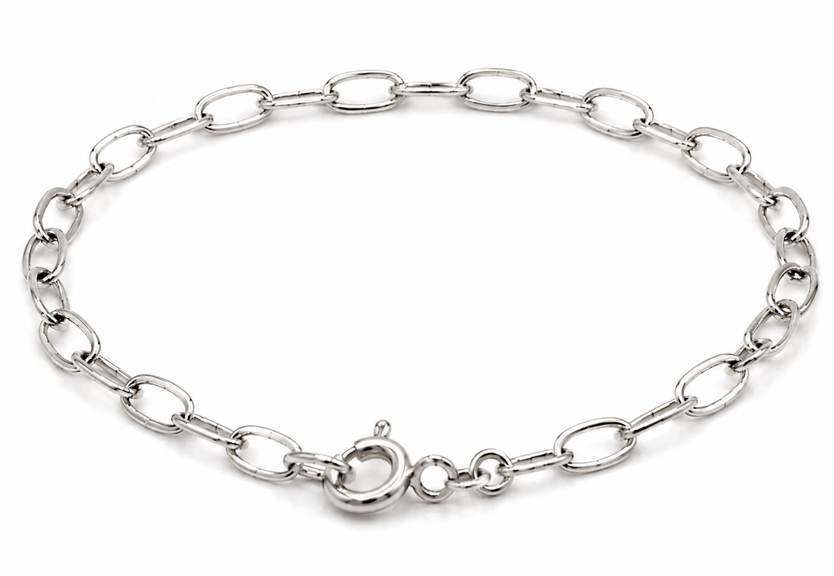 Genuine Handmade 9ct 9K 375 Yellow, Rose or White Gold Lightweight Paperclip Bracelet Bolt Ring 18.5cm