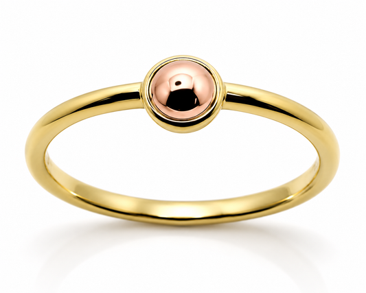 Genuine 9ct 9K 375 Yellow Gold & Rose Gold Ball 4mm Half Ball Ring - Choose your ring size H to P