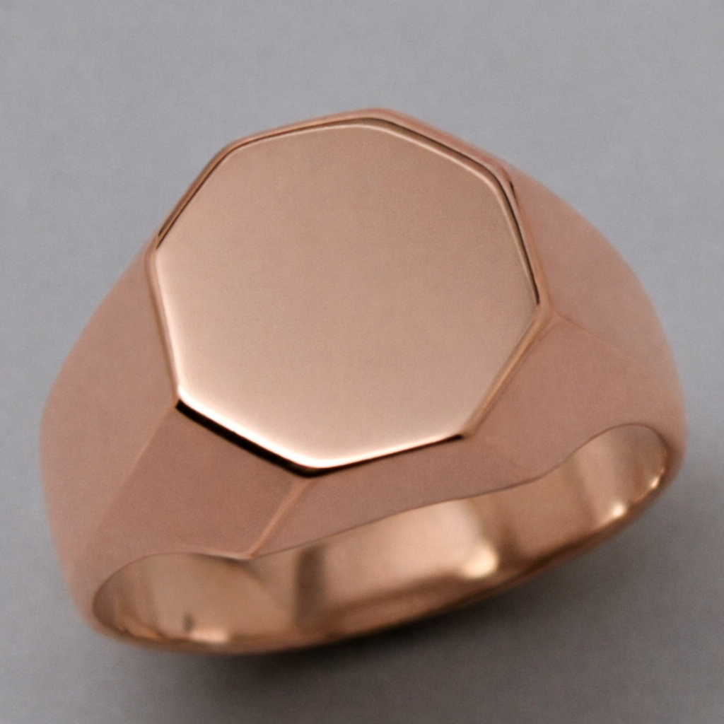 Heavy 9ct Yellow or Rose or White Gold or Sterling Silver Octagon Signet Ring