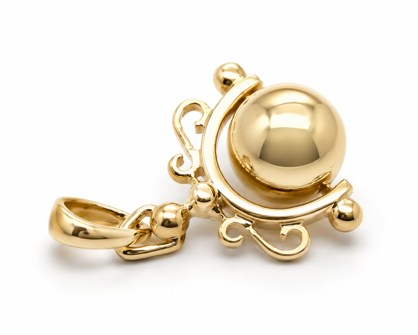 Genuine 9ct 9K 375 Solid Yellow, Rose or White Gold Euro 10mm Round Ball Spinner Pendant