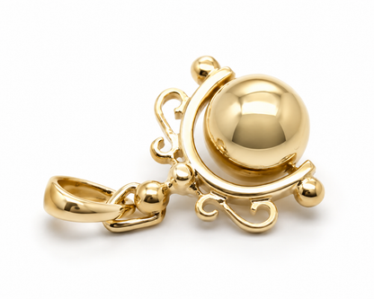 Genuine 9ct 9K 375 Solid Yellow, Rose or White Gold Euro 10mm Round Ball Spinner Pendant