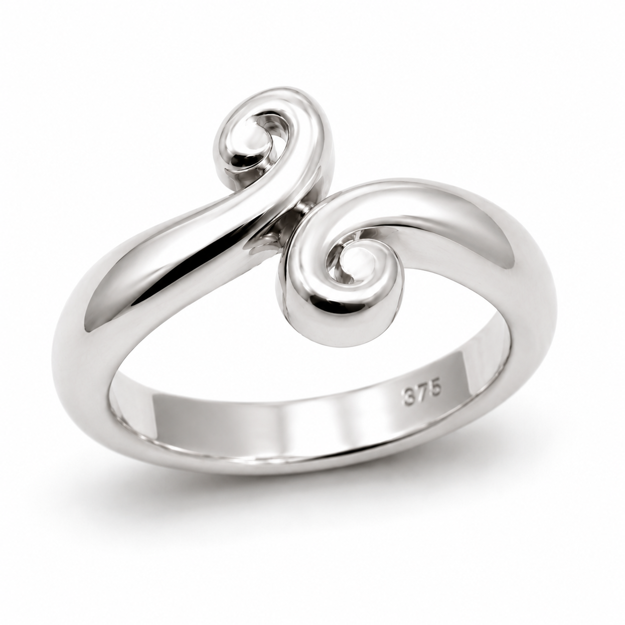 Genuine Solid 9ct 375 Yellow, Rose or White Gold Swirl Ring - Choose your ring size H to P