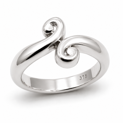 Genuine Solid 9ct 375 Yellow, Rose or White Gold Swirl Ring - Choose your ring size H to P