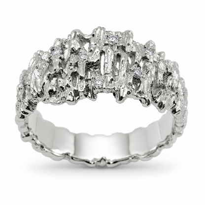 Kaedesigns Genuine 10ct 10K White, Rose Or Yellow Gold Diamond Nugget Ring