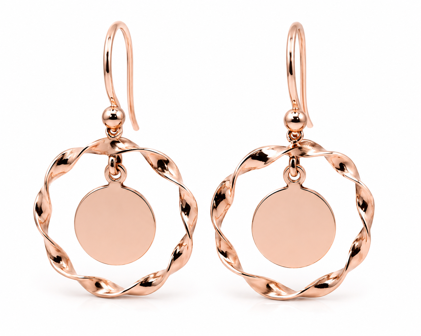 Genuine 9ct 9k 375 Solid Yellow, Rose or White Gold Hooks Fancy Disc Earrings