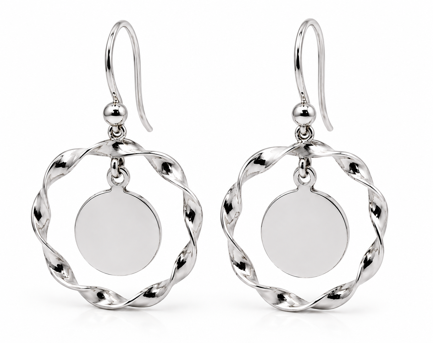 Genuine 9ct 9k 375 Solid Yellow, Rose or White Gold Hooks Fancy Disc Earrings