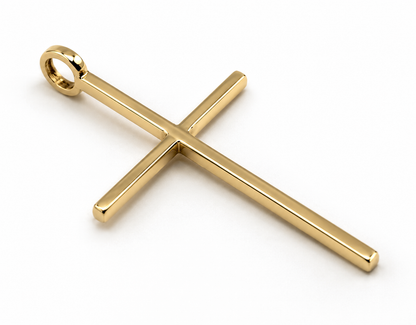 Kaedesigns, Genuine Solid 9ct 9K 375 Yellow, Rose or White Gold Thin Large Plain Cross Pendant